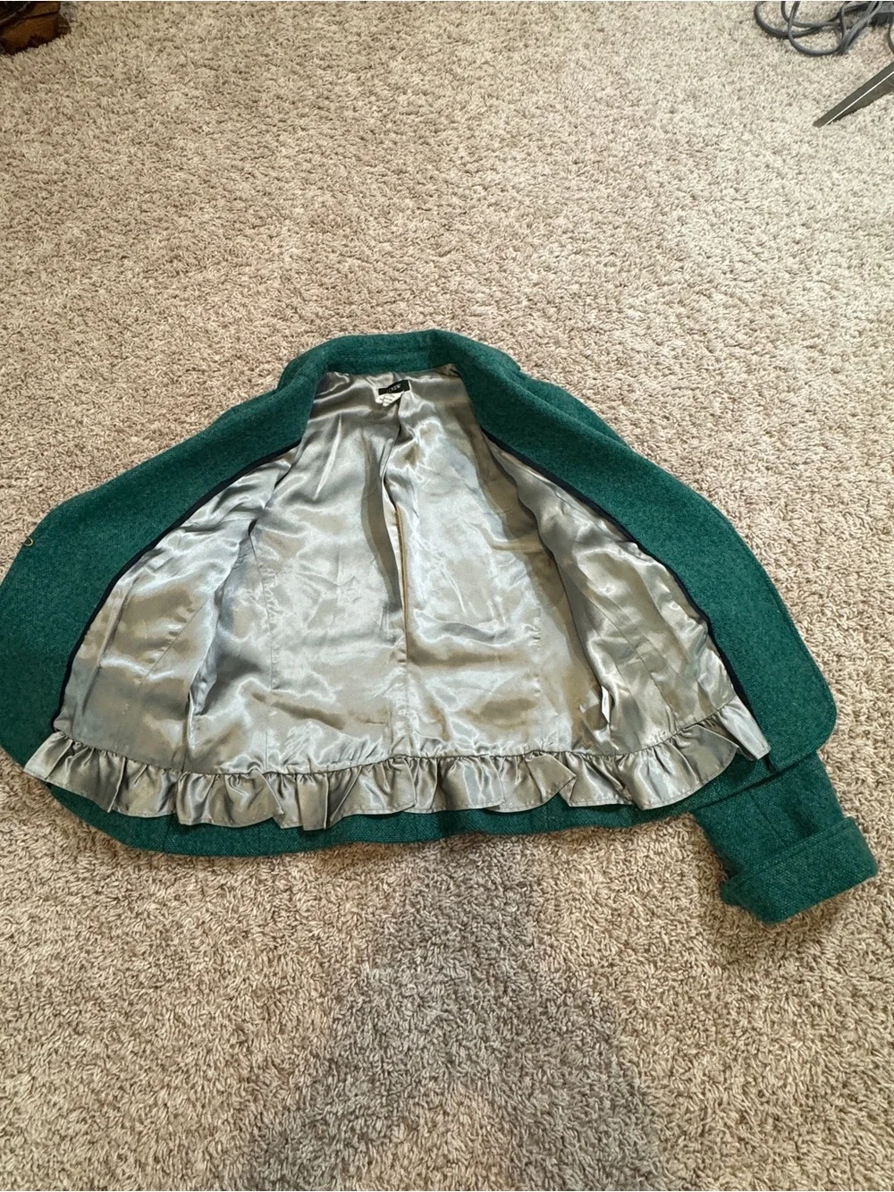 J Crew 100% Wool Green Blazer Jacket Full Lined Size 6P